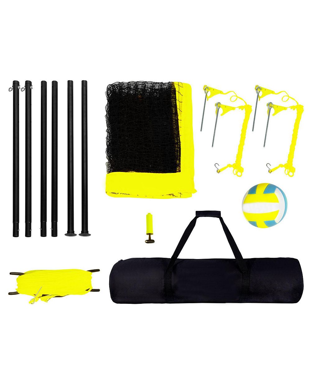 HONGGE Adjustable Height Volleyball Net System with Steel Poles Ball Pump and Carrying Bag for Backyard and Beach