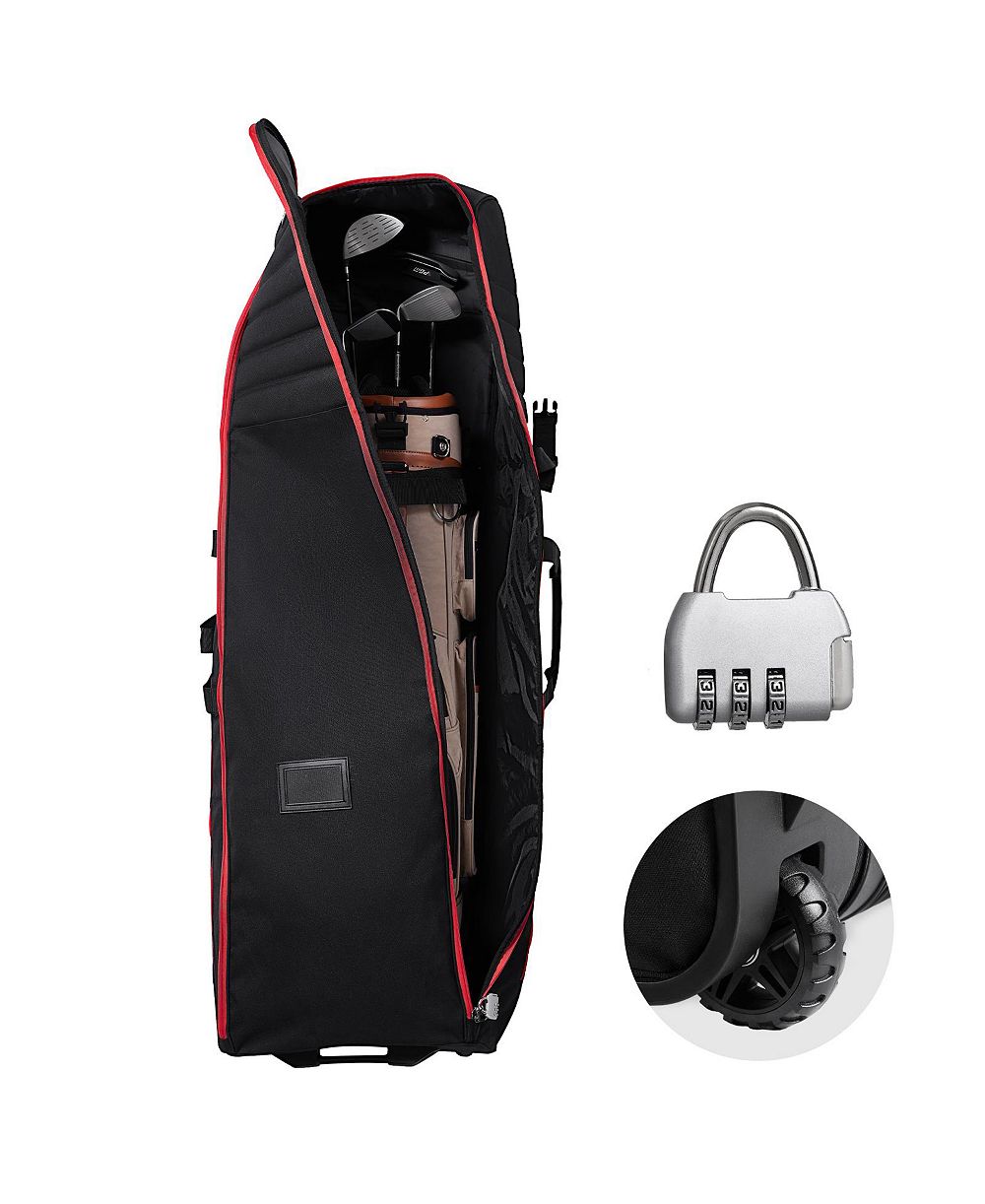 HONGGE Padded Golf Travel Bag 1000D Nylon Soft-Sided Club Cover Case with Wheels for Air Travel