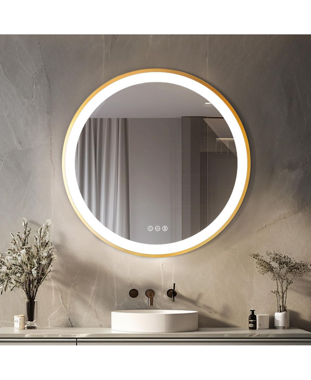 Зеркало LUVODI 24" Round Metal Framed Lighted Mirror Anti-Fog для ванной комнаты