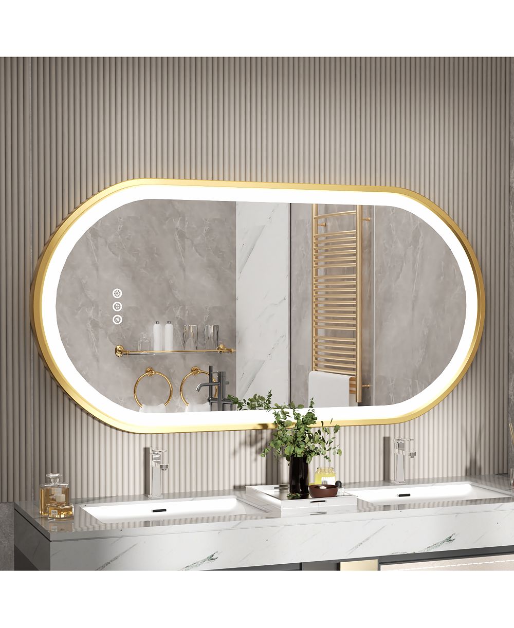 Зеркало для ванной LUVODI 23.62"x47.24" Anti-Fog Lighted Oval Frontlit Touch Dimmable