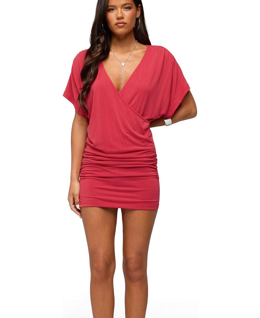 Мини-платье Edikted Women's Yaara Wrap Mini Ruched Body-Con