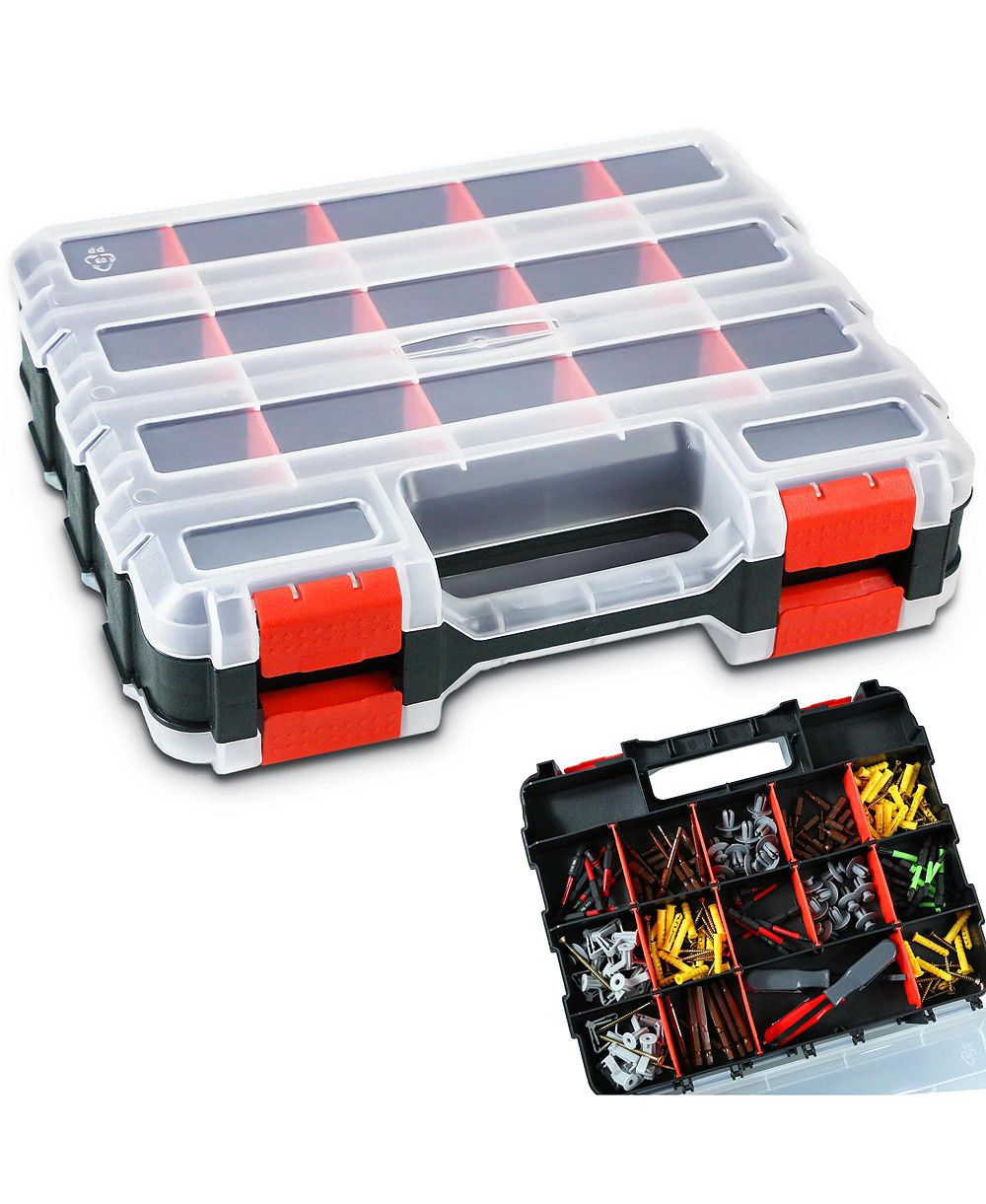 XDOVET Tool Box Double Side Organizer Removable Dividers Small Parts Hardware Storage