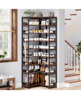 Tribesigns 9 Tiers Corner Shoe Rack, Tall Vertical Shoe Rack Organizer, Free Standing Large Shoe Storage Shelf