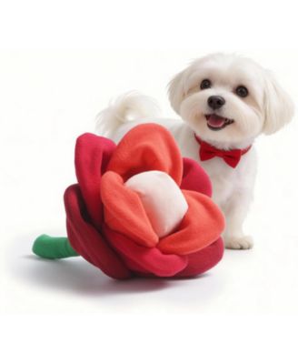 Nocciola Rose Blossom Dog Valentines Toy, Squeaky and Crinkle Rose with Tearable Petals, Hide and Seek Enrichment Toy for Dogs
