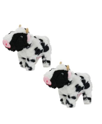 Mighty Jr Farm Cow 2 Pack , Durable Plush Squeaky Dog Toy