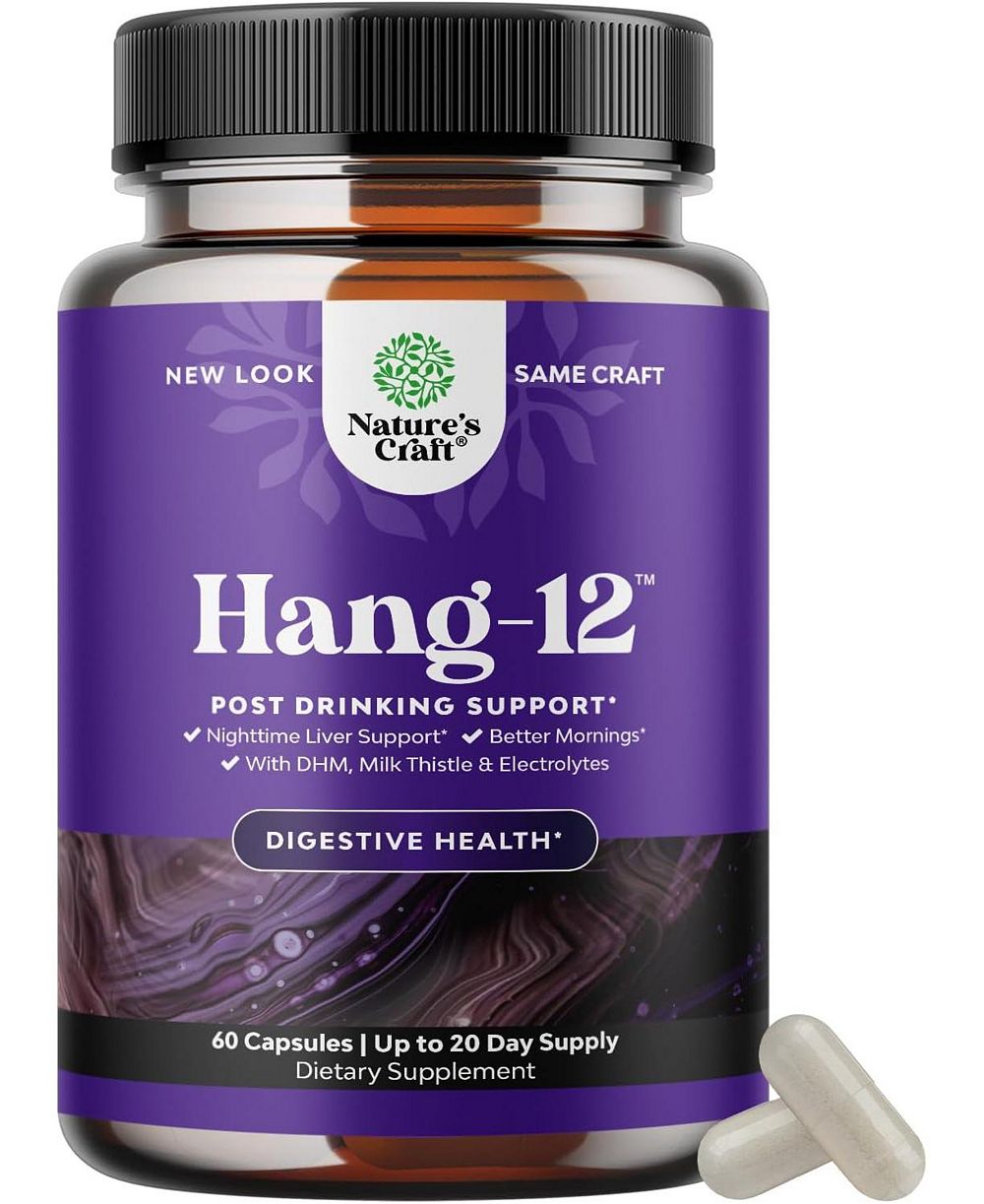 Nature's Craft Hang-12 капсулы, поддержка печени до и после употребления алкоголя, 60 шт.