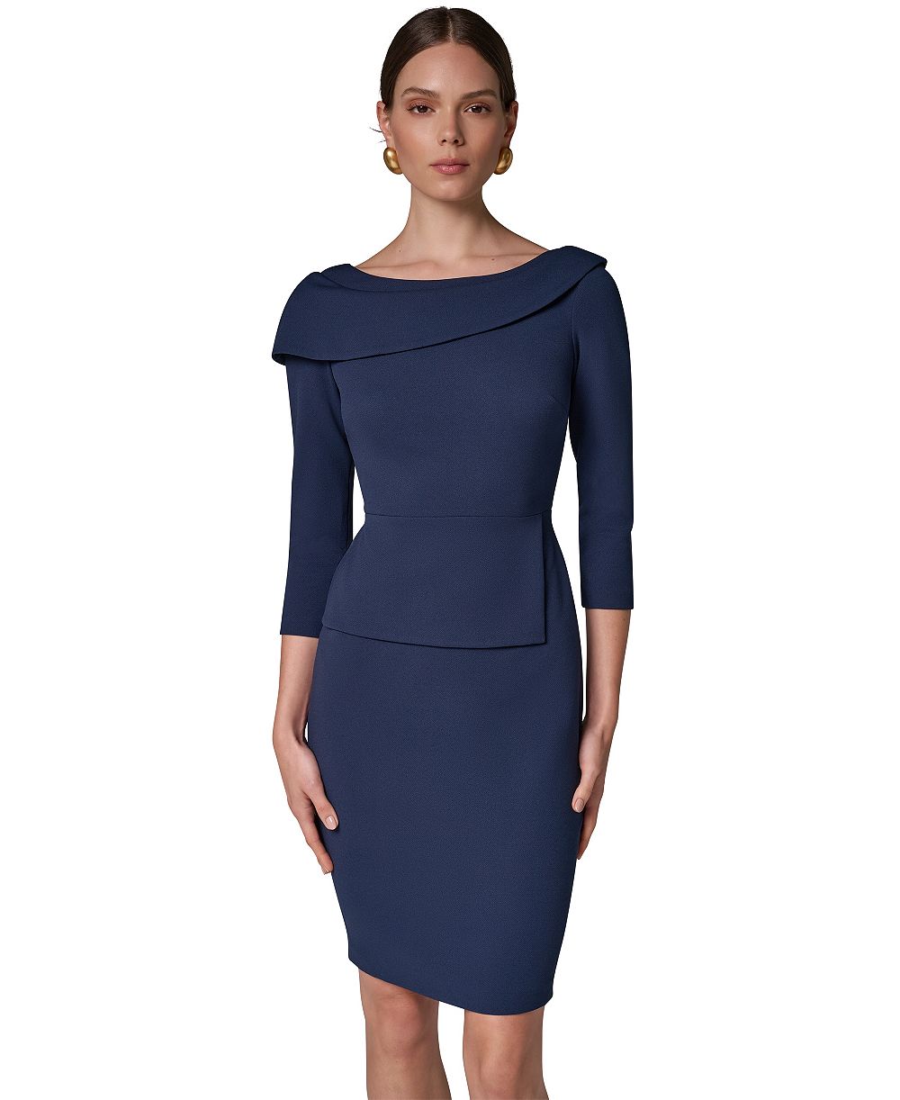 Donna Karan New York Женское платье с воланами Peplum Foldover и вырезом лодочкой