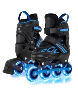 HONGGE Adjustable Kids Inline Skates, US 10C-13C, Triple Safety Closure, Illuminating Wheels, Ages 5-7
