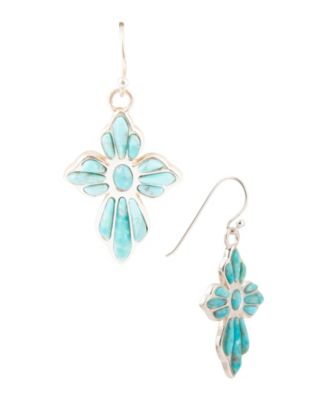 Серьги Barse Blue Turquoise Cross Silver Drop