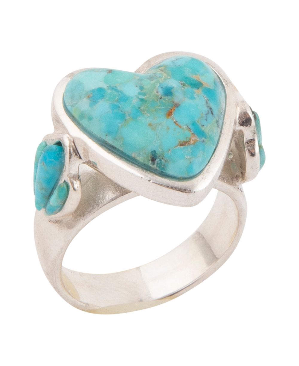Кольцо Barse Blue Turquoise Heart Silver Statement