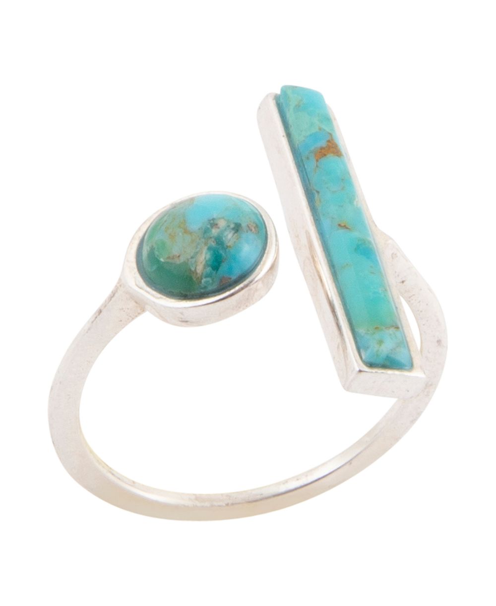 Barse Серебряное кольцо с регулируемым размером, цвет Blue Turquoise