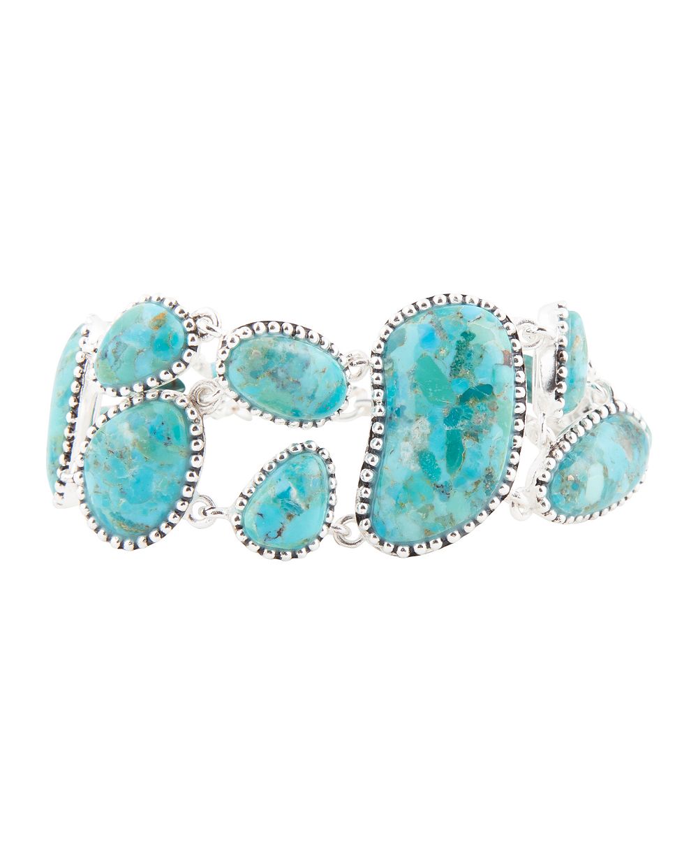 Браслет Barse Refined Blue Turquoise Silver Link