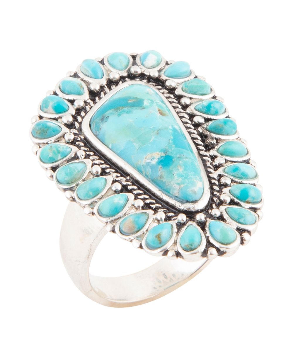Кольцо Barse Sedona Blue Turquoise and Silver Statement