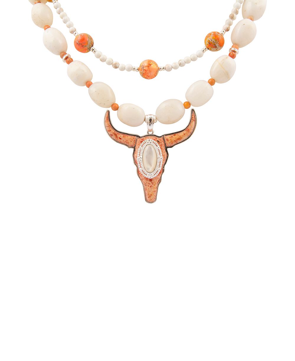 Barse Ожерелье из серебра с оранжевым губчатым кораллом Longhorn