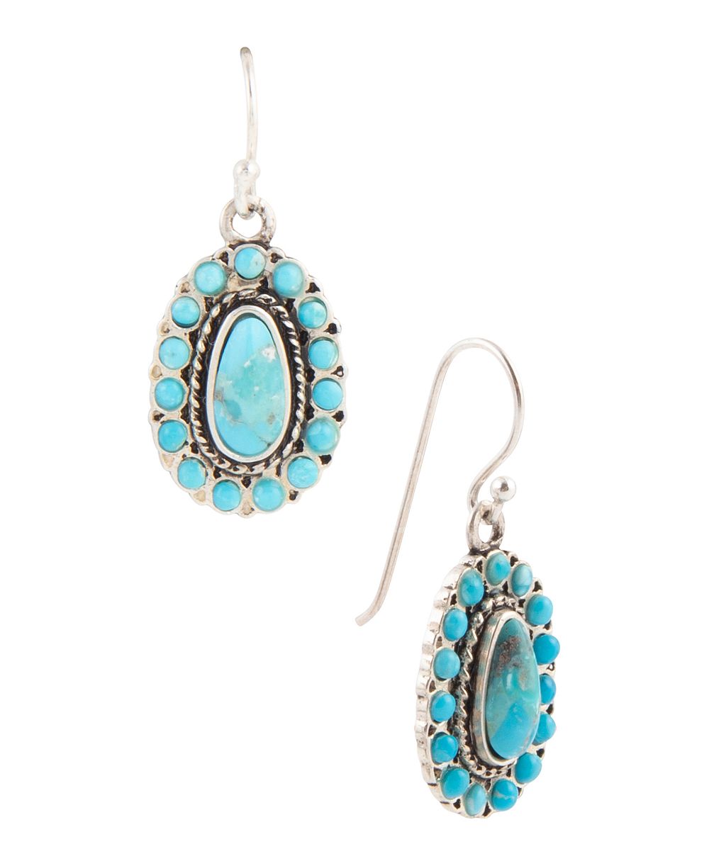 Barse Серьги-капли Little Sedona Blue Turquoise and Silver Drop Earrings