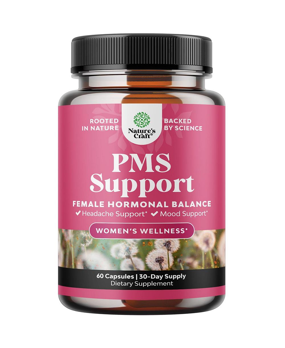 Nature's Craft добавка PMS Support для женщин, баланс гормонов с DIM, витание, черным кохошем и ашвагандхой, от спазмов, вздутия и для поддержки настроения, 60 шт.