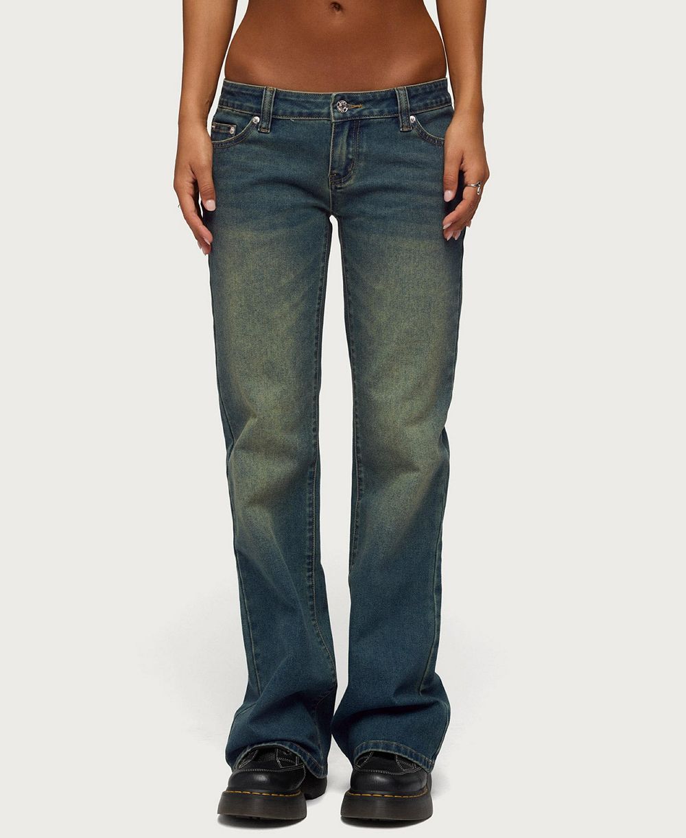 Edikted Women's Moonie Low-Rise Bootcut Stretchy Denim Jeans