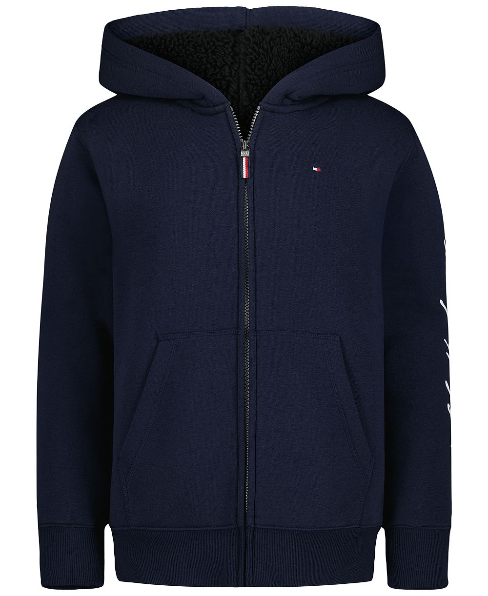 Мужской худи Tommy Hilfiger с полной молнией и подкладкой из шерпы, для мальчиков