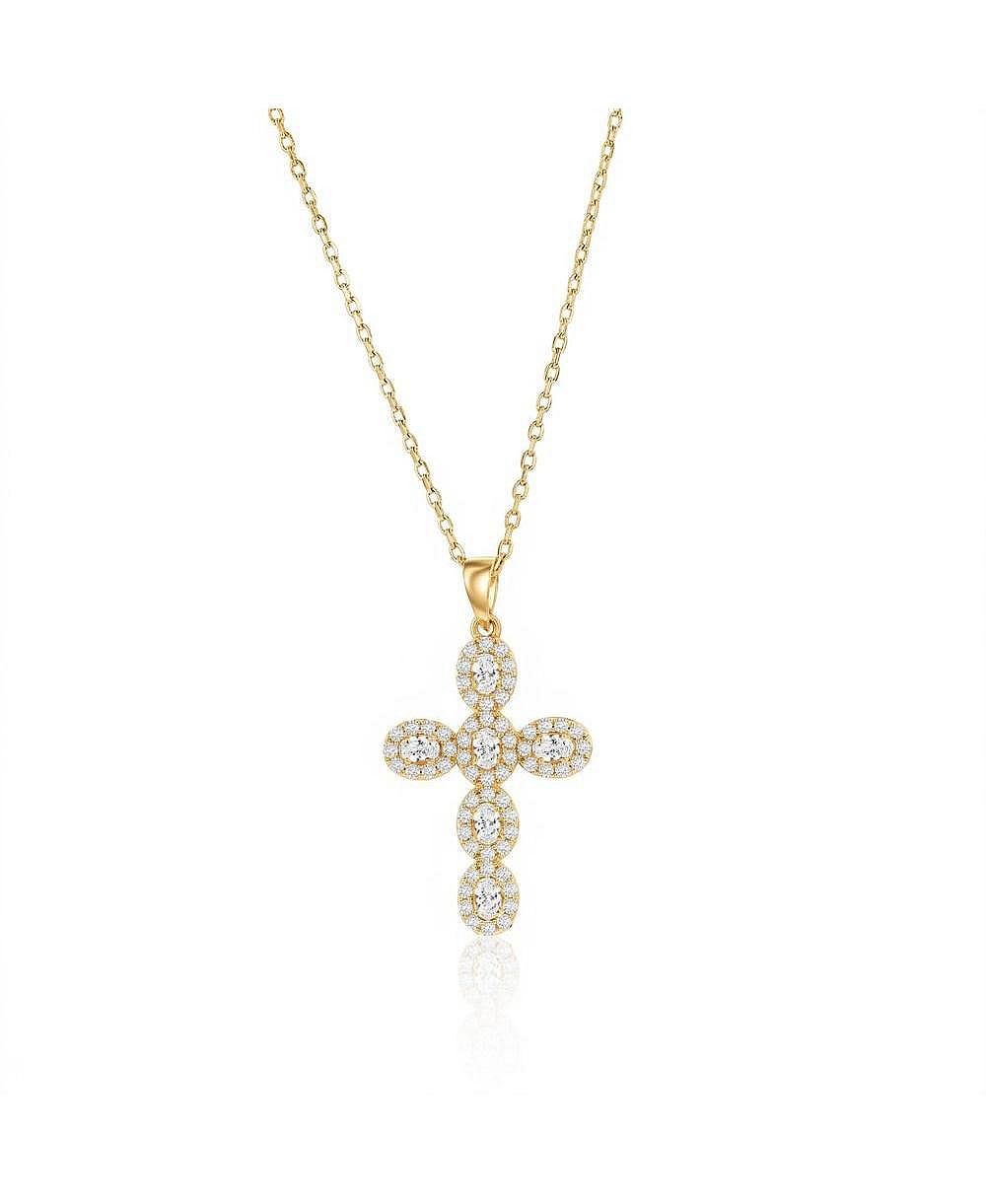 Ожерелье Simona Oval Halo CZ Cross