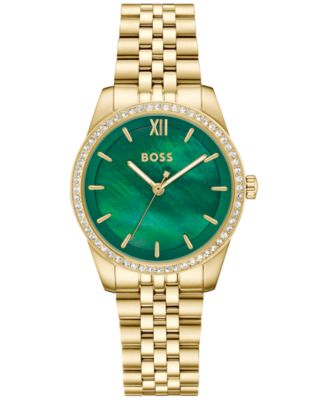 Hugo Boss женские тонкие золотые стальные часы с ионным покрытием Quartz 32 мм