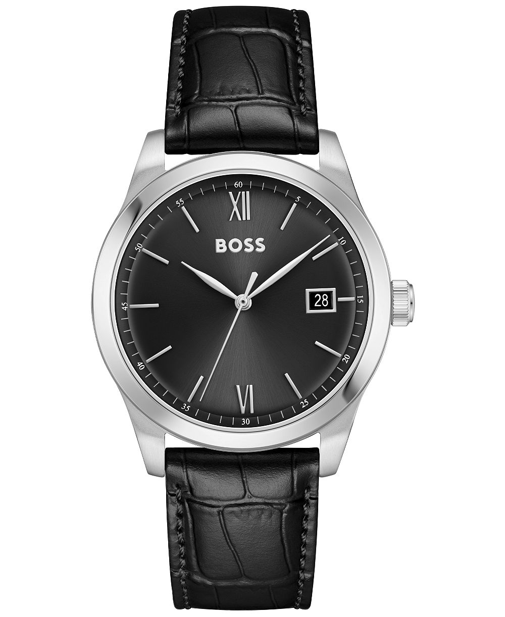 Мужские часы Hugo Boss Men's Langford Quartz Black Leather 39mm