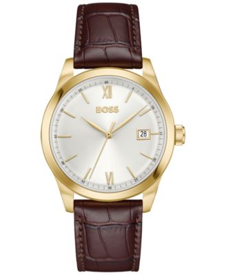 Hugo Boss Men's Langford Quartz Brown Leather Watch 39mm