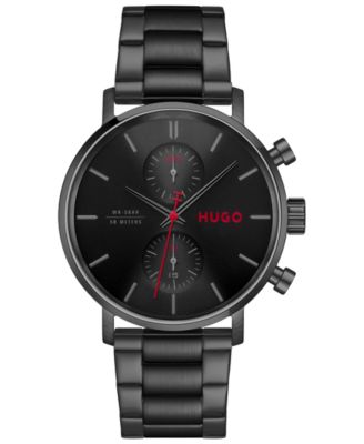 Hugo Boss Мужские кварцевые часы Takeoff с ионным покрытием, черный стальной корпус 43 мм, многоцветный циферблат