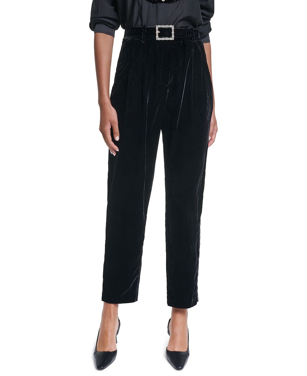 Узкие брюки KARL LAGERFELD PARIS Petite из бархата, до щиколотки