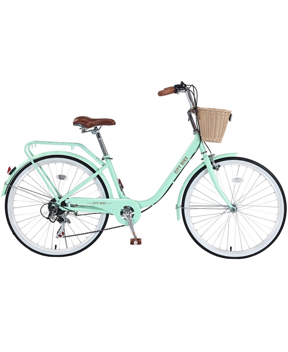 ECHTPeak Велосипед 7 Speed City Bike с корзиной Steel Frame 26 Inch