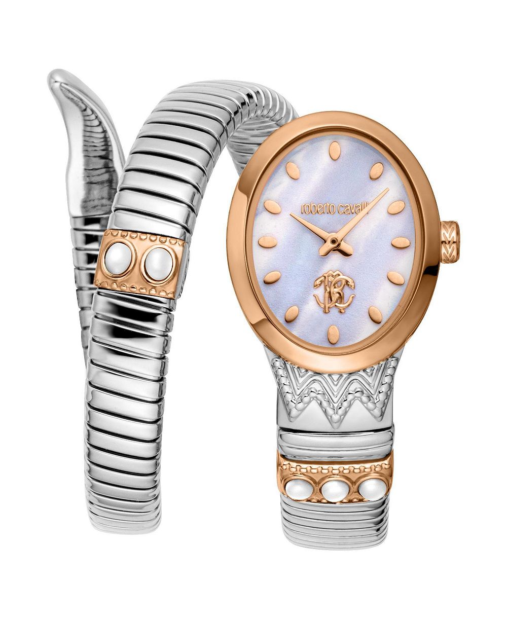 Женские часы Roberto Cavalli Serpente Ornato Quartz Two Tone Stainless Steel с браслетом