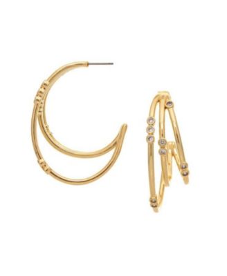 Rivka Friedman Gold Multi-CZ Hoop Earrings