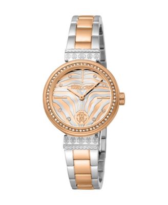 Женские часы Roberto Cavalli Logo Quartz Two Tone Stainless Steel с браслетом