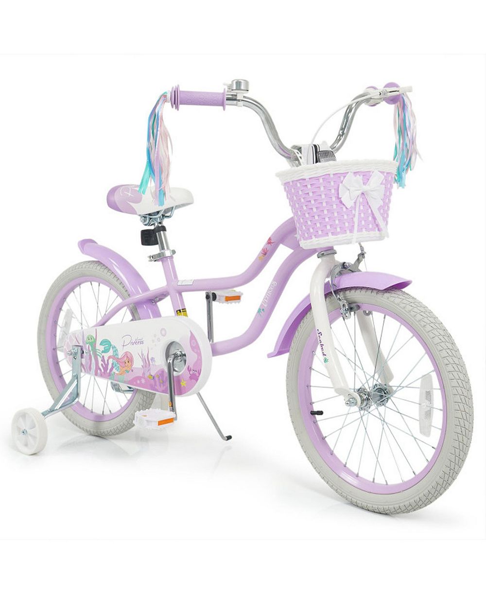 SUGIFT Детский велосипед Princess of the Sea 18" с регулируемым седлом и корзиной, от 3 до 8 лет