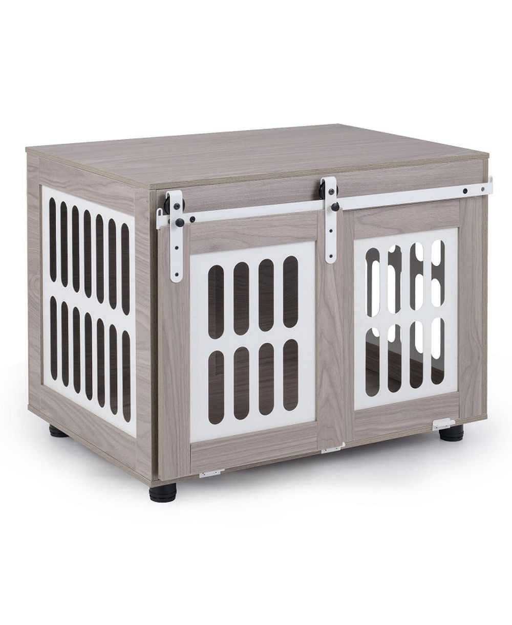 HONGGE Sliding Barn Door Dog Crate Furniture for Small Medium Dogs