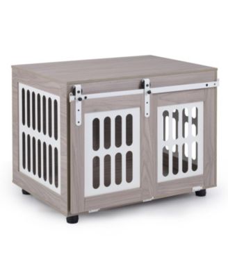 HONGGE Sliding Barn Door Dog Crate Furniture for Small Medium Dogs