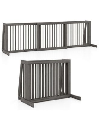 HONGGE Free Standing Folding 3-Panel Wood Dog Fence for Doorways