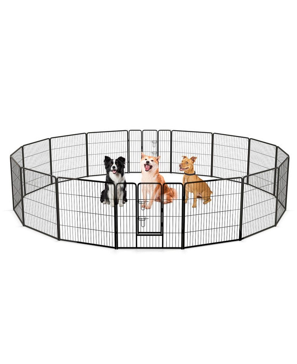 SUGIFT 16 Panel 24 32 40 in Height Dog Playpen with Lock and Large Door 32 in