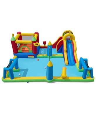 HONGGE 9-in-1 Inflatable Water Slide Bounce House with Climbing Wall, 197" x 161" x 75", Ages 3-12