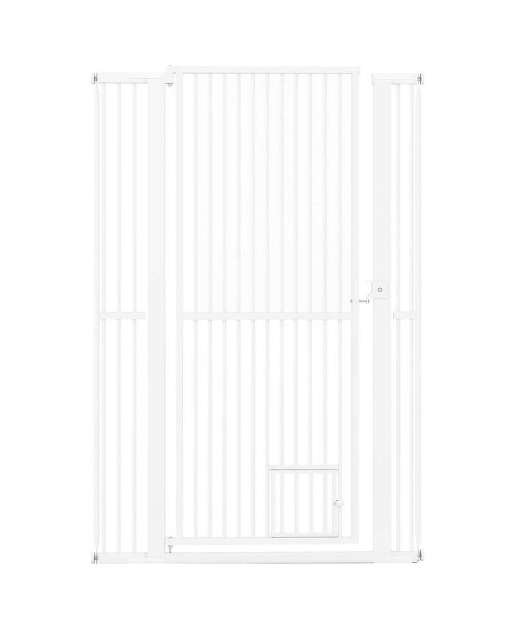 SUGIFT 59in Extra Tall Heavy-Duty Metal Pet Gate With Wide Opening Fits 30.5in to 41in