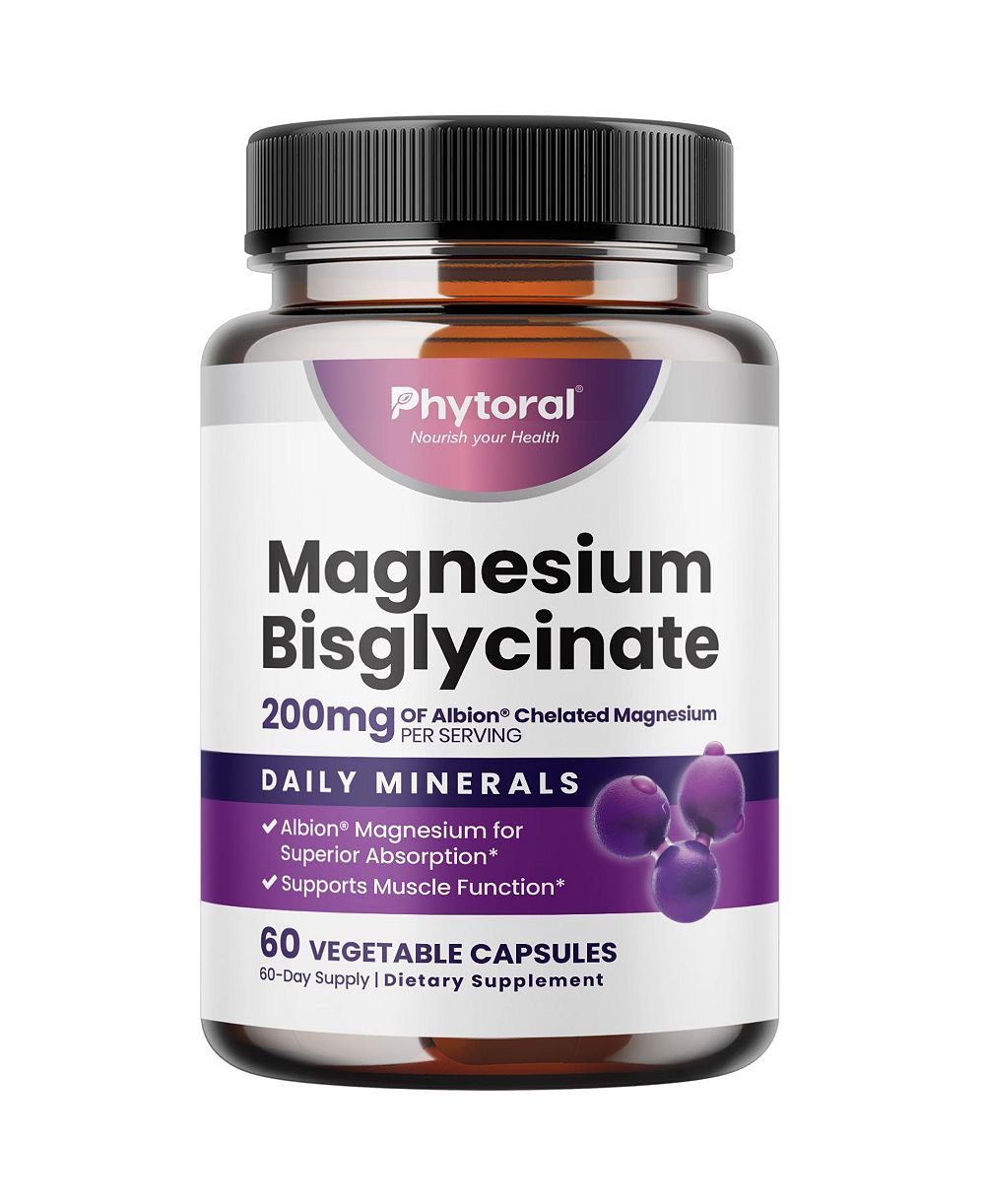 Phytoral Magnesium Glycinate Capsules, 200 Milligram, 60 Count