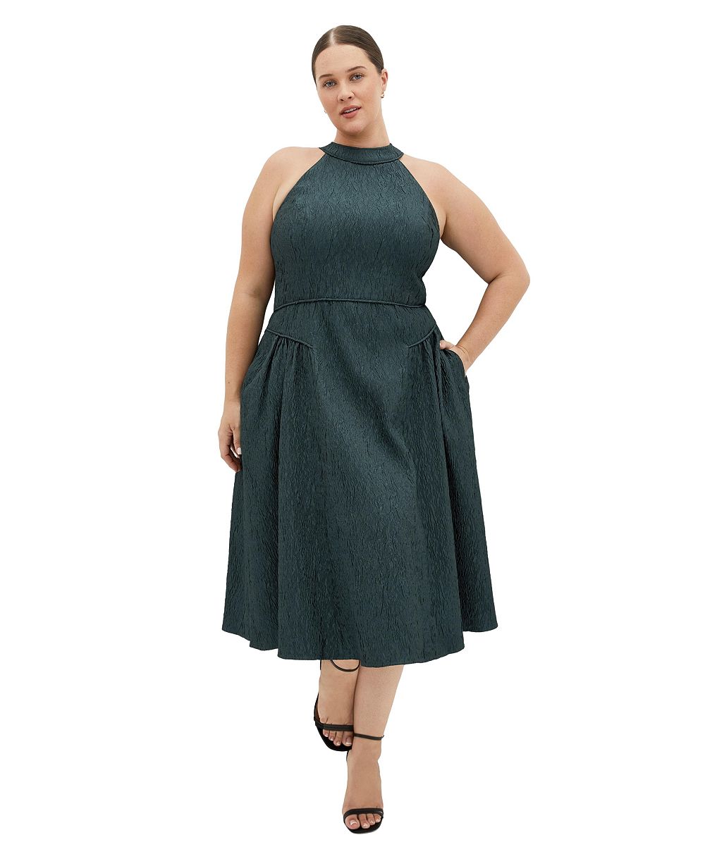 Женское миди платье CITY CHIC Plus Size Halter Jacquard A-Line
