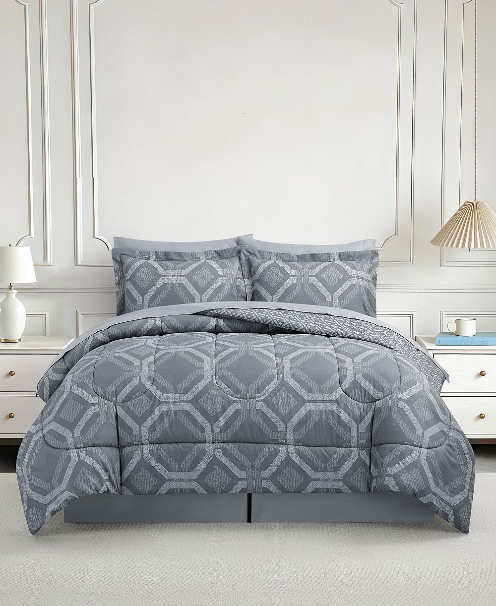 Macy's Darien Geo Reversible Microfiber 8-Piece Comforter Sets