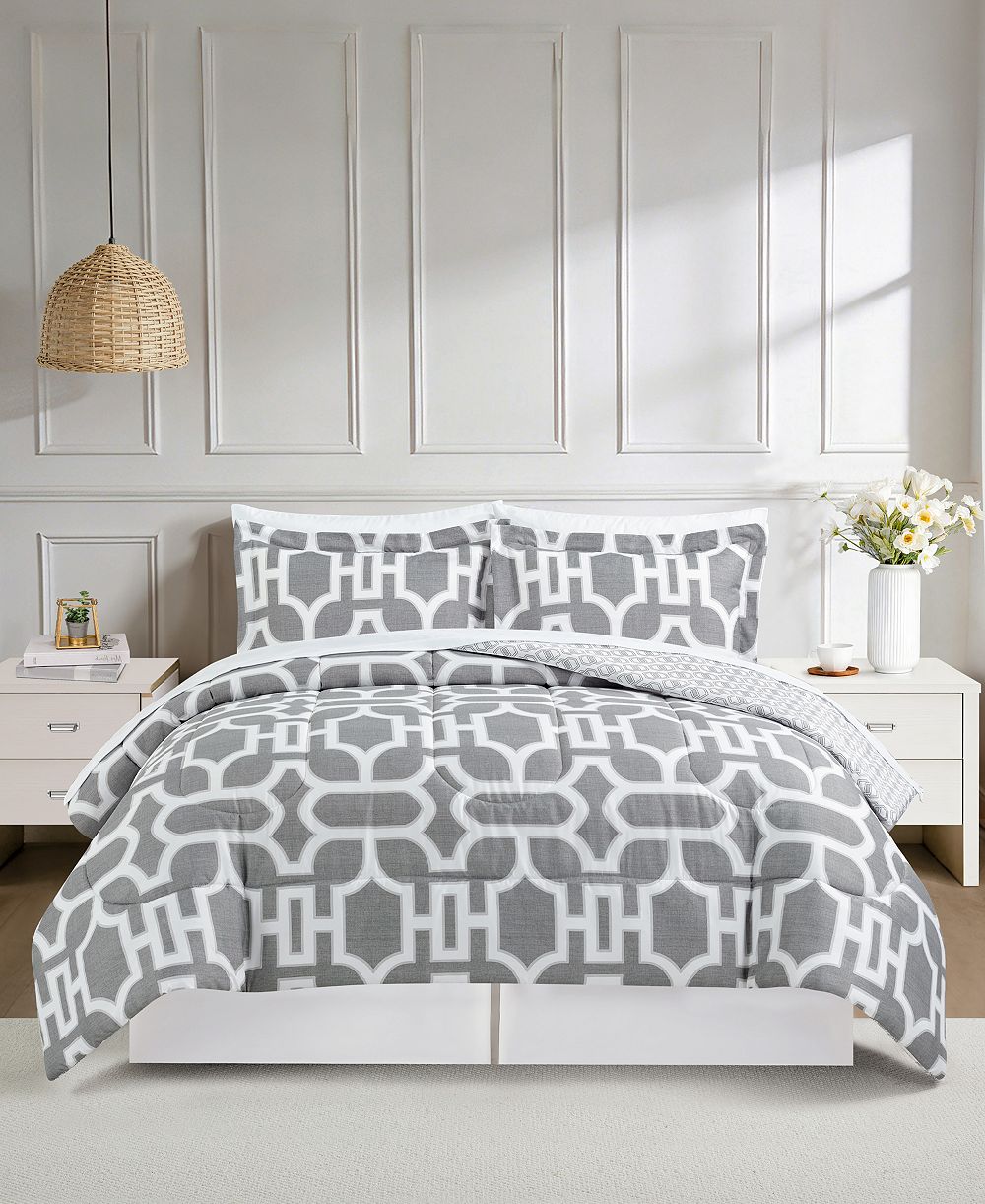 Macy's Emmet Geo Reversible Microfiber 8-Piece Comforter Sets