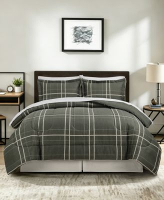 Комплект из 8 предметов с покрывалом Annie Plaid из микрофибры, реверсивный