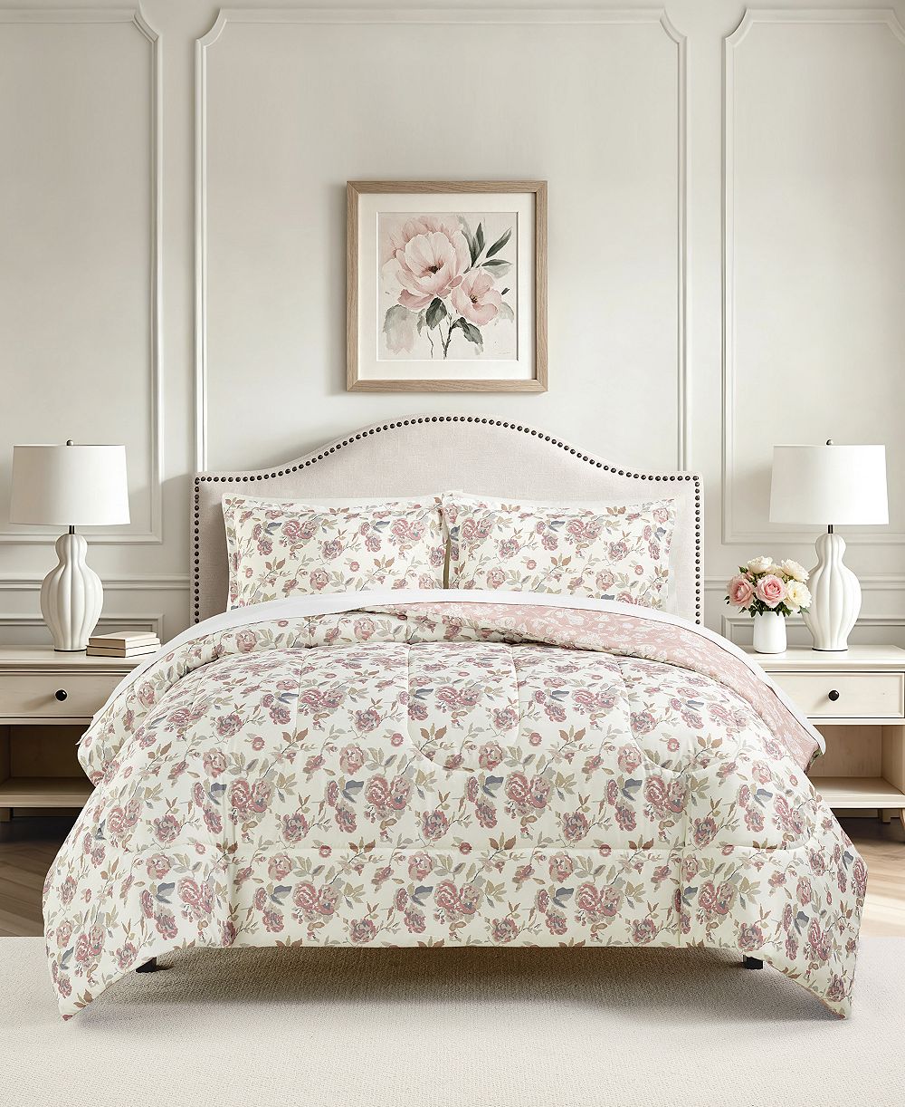 Macy's Painted Rose Reversible Microfiber 3-Piece Comforter Sets
