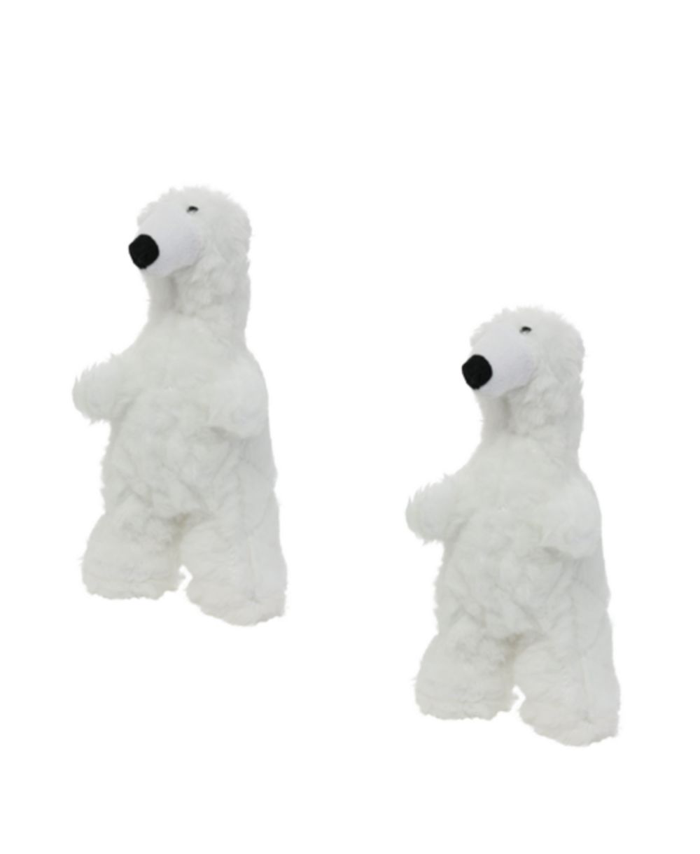 Mighty Jr Arctic Polar Bear 2 Pack, Durable Plush Squeaky Dog Toy