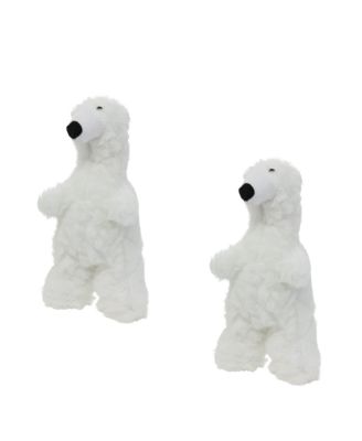 Mighty Jr Arctic Polar Bear 2 Pack, Durable Plush Squeaky Dog Toy