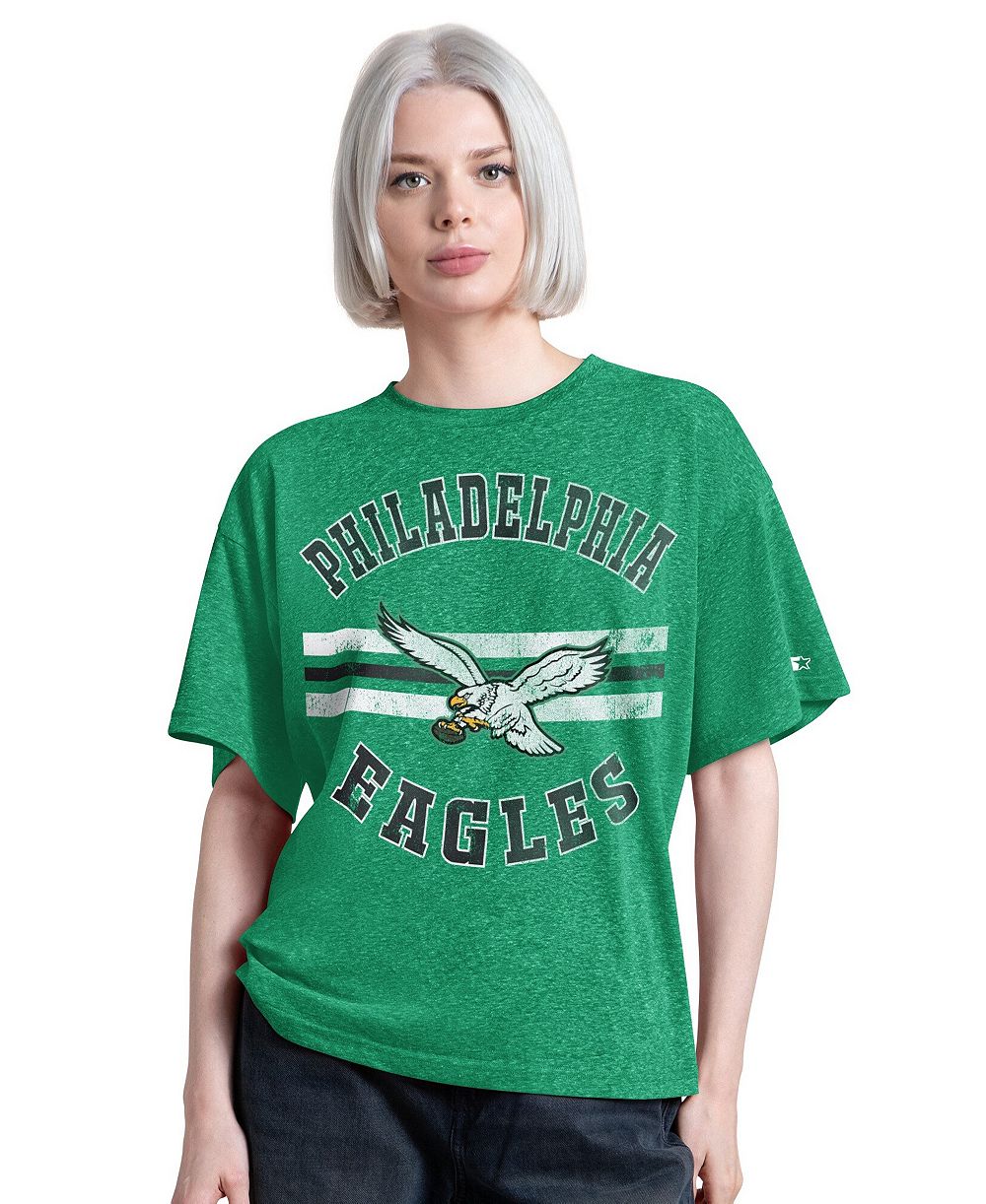 Starter Женская винтажная футболка Kelly Green Philadelphia Eagles Vintage Jump Shot Boyfriend Tri-Blend