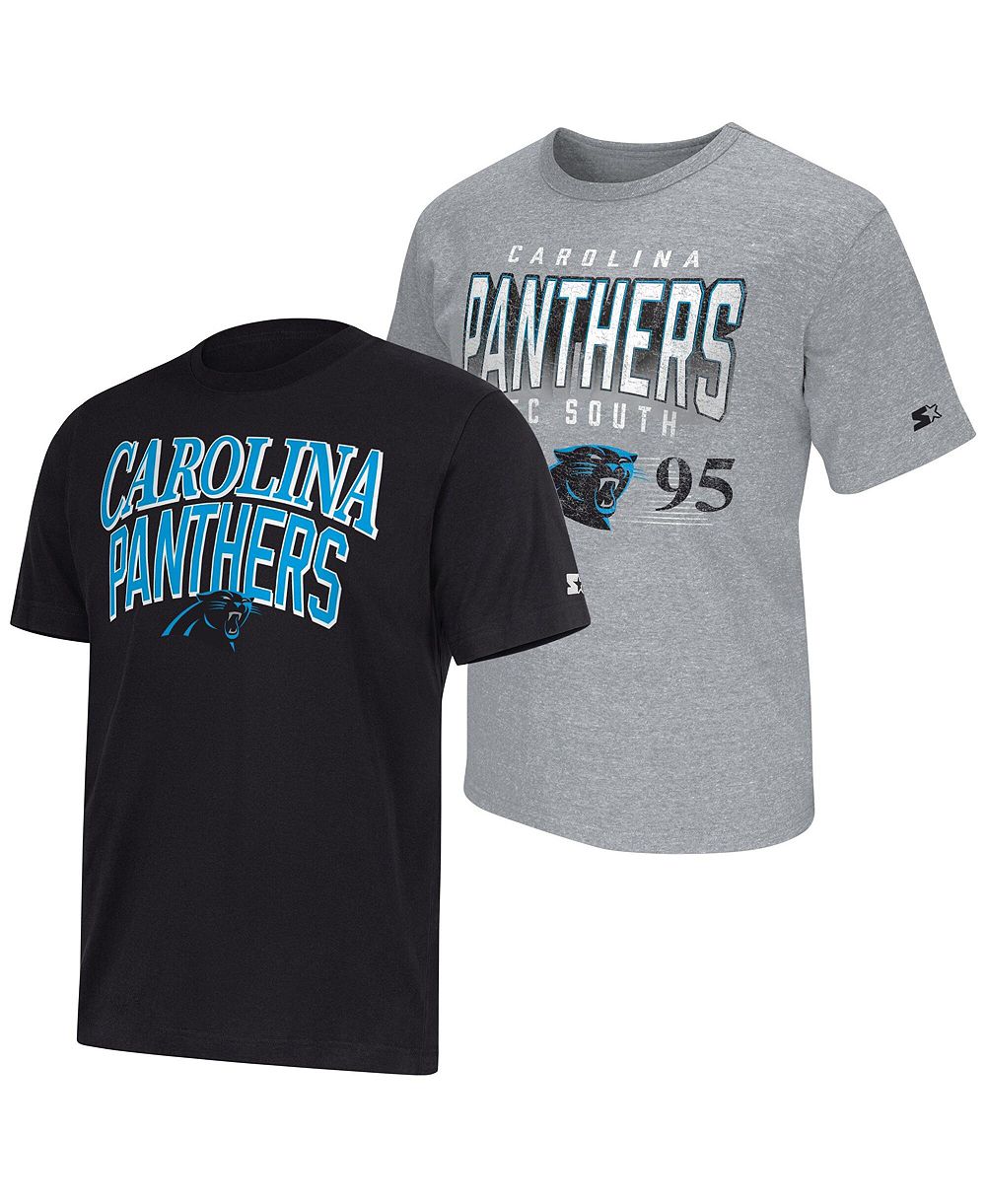 Мужской комплект из двух футболок Starter Black/Gray Carolina Panthers с логотипом