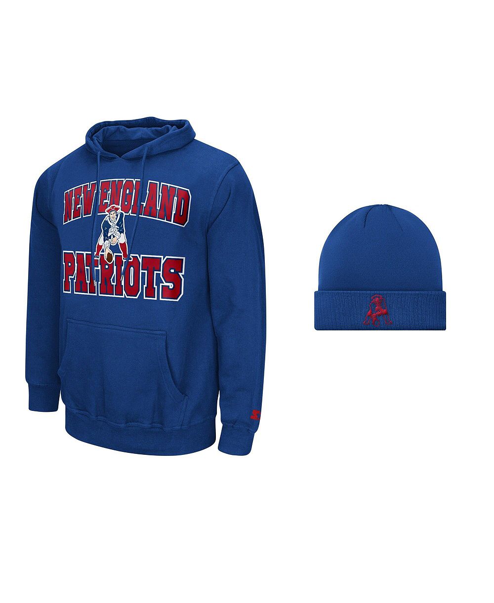 Мужской комплект Starter Navy New England Patriots Hoodie и вязаная шапка